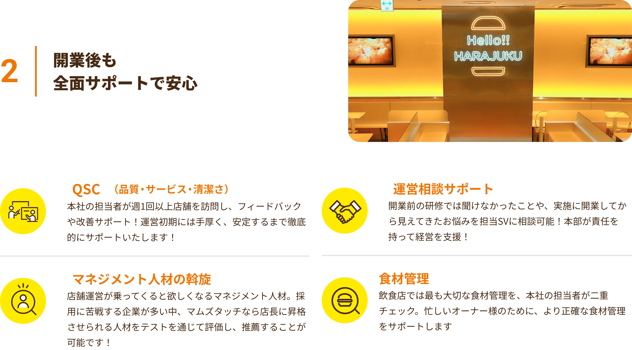 2：開業後も全面サポートで安心